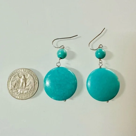Elegant Turquoise Dangle Earrings - Picture 7 of 7
